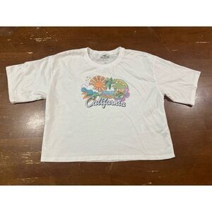 Hollister White Tee with Multicolor California Graphic